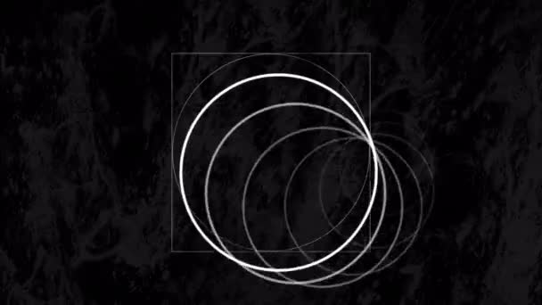 黒の背景に抽象的な幾何学的形状に対する円形の幾何学的形状 抽象的なベクトル図とアートコンセプト — ストック動画