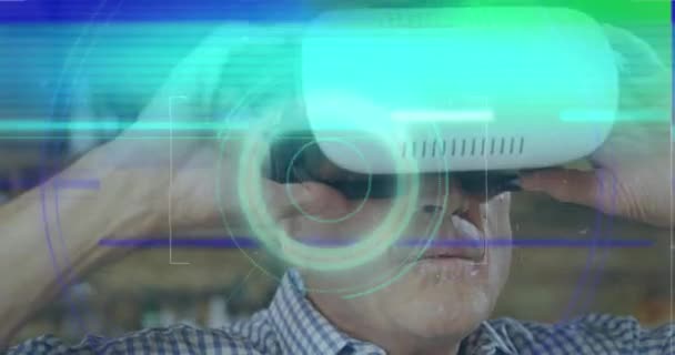 Kulaklık Takan Adamın Tarama Veri Işleme Animasyonu Veri Işleme Bağlantılar — Stok video