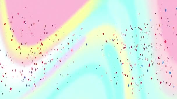 Animación Confeti Cayendo Sobre Ondeando Fondo Pastel Concepto Fiesta Celebración — Vídeos de Stock