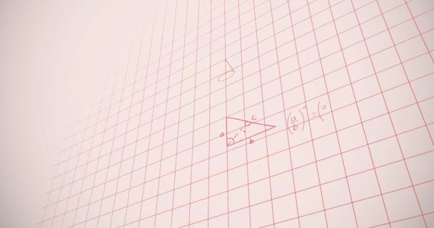 Animación Ecuaciones Matemáticas Sobre Fondo Rosa Educación Global Conexiones Procesamiento — Vídeos de Stock