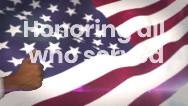 Honrando Todos Que Serviram Veteranos Dia Texto Sobre Mão Mostrando — Vídeo de Stock