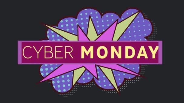 Digitale Animation Eines Cyber Monday Textbanners Über Einer Retro Sprechblase — Stockvideo