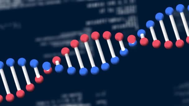 Animación Del Hilo Adn Giratorio Sobre Procesamiento Datos Ciencia Procesamiento — Vídeos de Stock