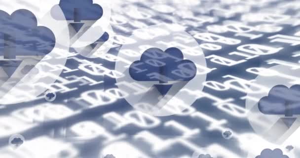 Animatie Van Cloud Pictogram Binaire Codering Mondiaal Business Financiën Digitale — Stockvideo