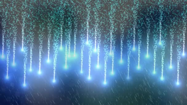 Animatie Van Regen Boven Vuurwerk Blauwe Achtergrond New Years Eve — Stockvideo