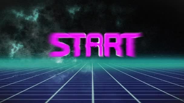 Animering Start Text Över Vita Linjer Svart Bakgrund Spel Underhållning — Stockvideo