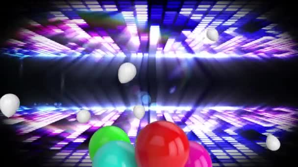 Animace Balónů Vznášejících Nad Diskotékovými Světly Silvestrovský Večírek Oslava Koncepce — Stock video