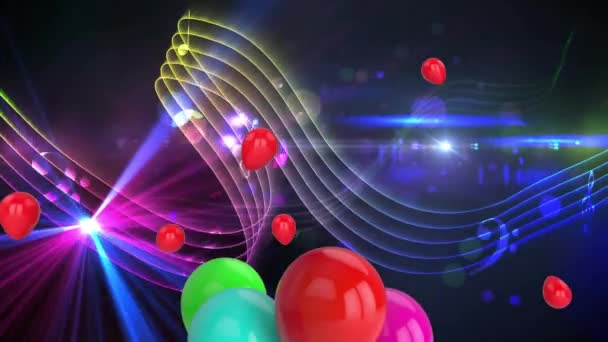Animasi Balon Mengambang Atas Lampu Disko Pesta Malam Tahun Baru — Stok Video