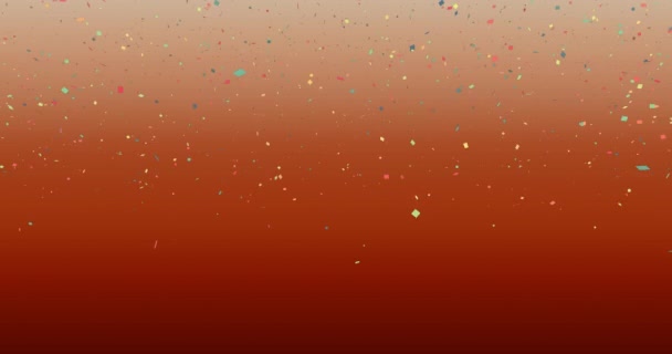 Animatie Van Confetti Vallen Gradiënt Oranje Achtergrond Feest Feestconcept Digitaal — Stockvideo
