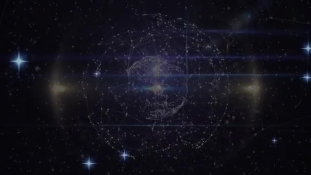 Animazione Stelle Sopra Globo Connessioni Natale Tradizione Celebrazione Connessioni Globali — Video Stock