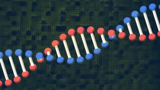 Animação Fio Dna Girando Sobre Pontos Conexões Conceito Ciência Processamento — Vídeo de Stock