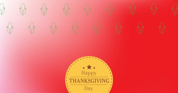 Happy Thanksgiving Day Text Yellow Banner Corn Crop Icons Seamless — Vídeo de Stock