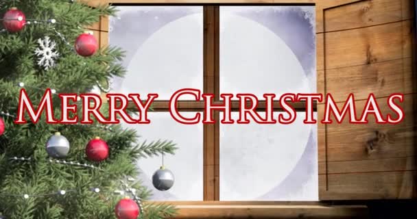 Animación Alegre Texto Navideño Sobre Santa Trineo Navidad Invierno Tradición — Vídeos de Stock