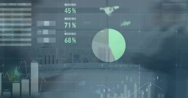 Animation Der Verarbeitung Von Finanzdaten Über Verschiedene Geschäftsleute Die Modernen — Stockvideo
