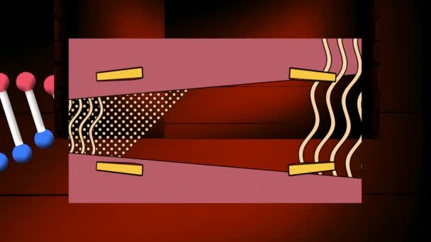 Animace Řetězce Dna Pohybující Geometrických Tvarech Červeném Černém Pozadí Koncept — Stock video