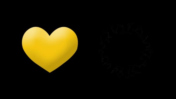 Animation Des Herz Emoji Emoticons Mit Kopierfläche Auf Schwarzem Hintergrund — Stockvideo