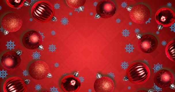 在圣诞球和雪花上动画的Ho Ho文字 圣诞节 传统和庆祝概念数字制作的视频 — 图库视频影像