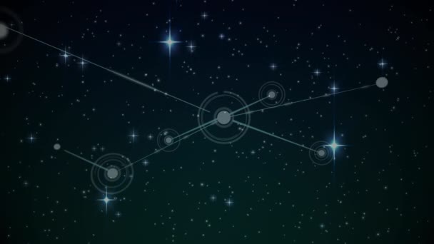 接続のネットワーク上の星のアニメーション クリスマス お祝い グローバル接続のコンセプトデジタルで生成されたビデオ — ストック動画