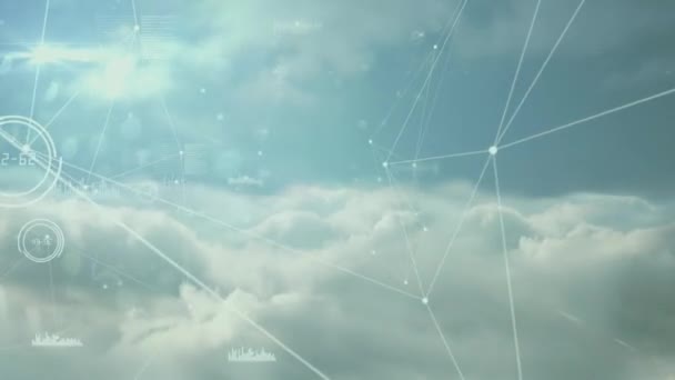 Red Conexiones Procesamiento Datos Contra Nubes Cielo Azul Concepto Tecnología — Vídeo de stock
