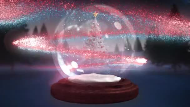 Des Étoiles Filantes Bleues Tournent Autour Arbre Noël Dans Une — Video