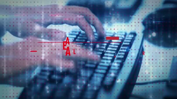 Animatie Van Malware Tekst Vrouw Die Werkt Het Kantoor Cyber — Stockvideo