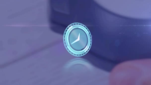 Animation Rotating Safe Lock Clock Light Trail Blurred Background Global — Stock Video