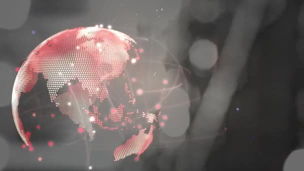 Animation Globe Avec Réseau Connexions Sur Entrepôt Expédition Mondiale Livraison — Video