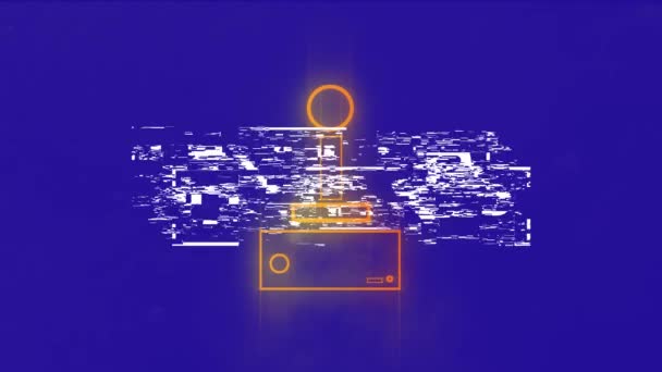 Animation Von Level Text Über Neon Steuerknüppel Auf Blauem Hintergrund — Stockvideo