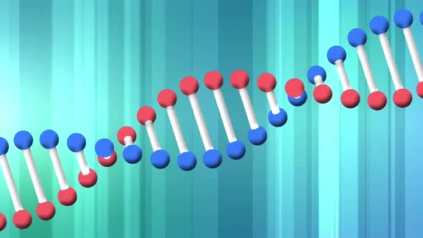 Dna链在彩色数字背景上的动画化 运动和科学概念数字生成的视频 — 图库视频影像