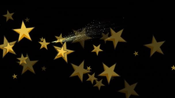 Animazione Stelle Dorate Galleggianti Buon Compleanno Sfondo Nero Compleanno Festa — Video Stock