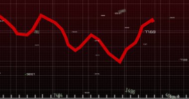 Finansal veri işleme resmi. küresel iş, finans, dijital arayüz ve bağlantılar konsepti dijital olarak oluşturulmuş görüntü.