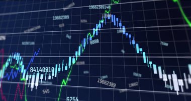 Finansal veri işleme resmi. küresel iş, finans, dijital arayüz ve bağlantılar konsepti dijital olarak oluşturulmuş görüntü.