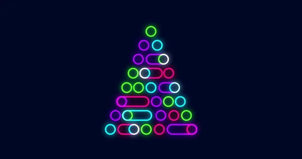 Bild Eines Digitalen Weihnachtsbaums Mit Kugeln Und Weihnachtsschmuck Auf Dunkelblauem — Stockfoto