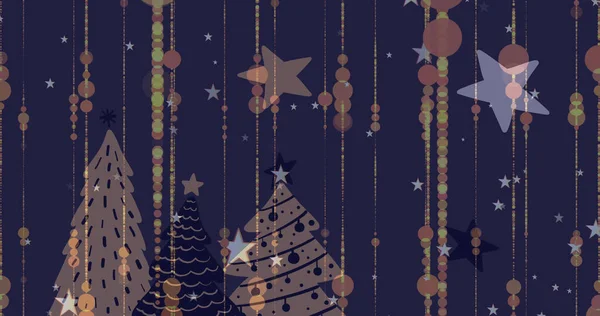 Képek Csillagok Karácsonyfa Minta Sötét Háttér Karácsony Hagyomány Ünnepség Koncepció — Stock Fotó
