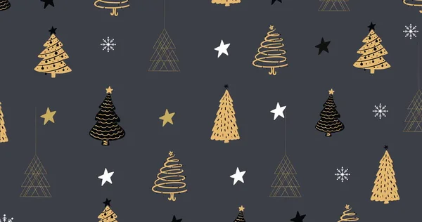 Image Rangées Décorations Noël Avec Des Étoiles Scintillantes Des Arbres — Photo