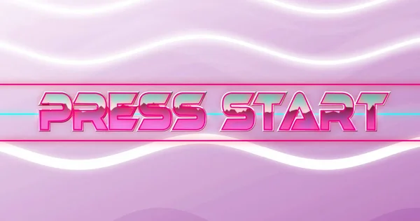 Afbeelding Van Druk Start Met Golven Roze Achtergrond Computers Games — Stockfoto