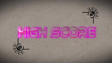 Siyah arka planda 3D kalplerle yüksek skorun animasyonu. bilgisayarlar, oyunlar, teknoloji konsepti dijital olarak oluşturulmuş video.