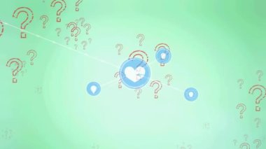 Yeşil arka planda, kalp simgeleriyle olan bağlantıların animasyonu. küresel ağlar, bağlantılar, veri işleme ve dijital arayüz kavramı dijital olarak oluşturulmuş video.
