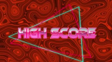 Dijital uzayda yüksek skorun animasyonu. bilgisayar, oyunlar ve teknoloji konsepti dijital olarak oluşturuldu.