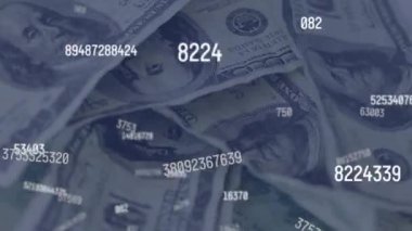 Dolar üzerinden düşen sayıların animasyonu. küresel iş, finans, dijital arayüz ve bağlantılar konsepti dijital olarak oluşturulmuş video.