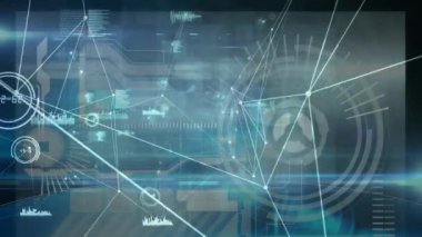 Siyah arka planda bağlantı ağının ve veri işleme ağının animasyonu. küresel iş, bağlantılar ve dijital arayüz konsepti dijital olarak oluşturulmuş video.