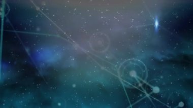 Bağlantı ağı üzerinden yıldızların animasyonu. Noel, gelenek, kutlama ve küresel bağlantılar konsepti dijital olarak oluşturulmuş video.
