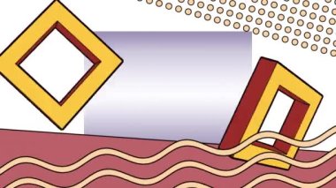 Beyaz arkaplan üzerinde renkli hareketli geometrik grafiklerin animasyonu. renk, hareket ve enerji arkaplan kavramı, dijital olarak oluşturulmuş video.