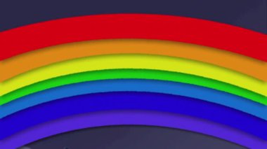 Koyu mavi arka planda sallanan gökkuşağının animasyonu. iletişim teknolojisi dijital arayüz konsepti dijital olarak oluşturulmuş video.