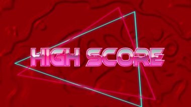 Dijital uzayda yüksek skorun animasyonu. bilgisayar, oyunlar ve teknoloji konsepti dijital olarak oluşturuldu.