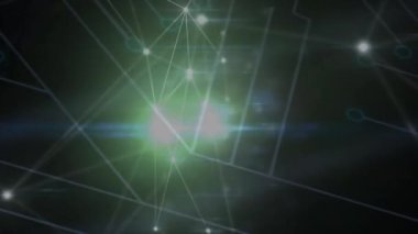 Siyah arkaplan üzerindeki bağlantı ağlarının animasyonu. küresel bağlantılar, veri işleme ve dijital arayüz konsepti dijital olarak oluşturulmuş video.