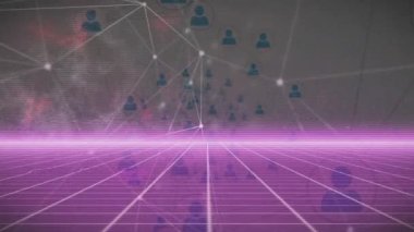 Beyaz zemin üzerinde bağlantı ağlarının ve ışık yollarının animasyonu. küresel bağlantılar, veri işleme ve dijital arayüz konsepti dijital olarak oluşturulmuş video.