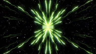 Siyah arkaplana karşı yeşil ışık yollarının üzerine düşen karın dijital animasyonu. Soyut doku ve tasarım kavramına sahip teknoloji arkaplanı