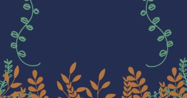 Koyu mavi arka planda hareket eden bitki ve ağaç animasyonu. çevre, sürdürülebilirlik, ekoloji, yenilenebilir enerji, küresel ısınma ve iklim değişikliği farkındalığı.