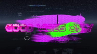 İyi titreşimlerin animasyonu sadece çeşitli verilerle soyut dijital ortamda. bilgisayar, oyunlar ve teknoloji konsepti dijital olarak oluşturuldu.